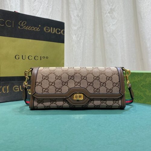 Alternative view of Gucci Luce Small GG Mongogram Canvas Shoulder Bag Beige And Dark Brown 27Cm 786027 FADAC 9762