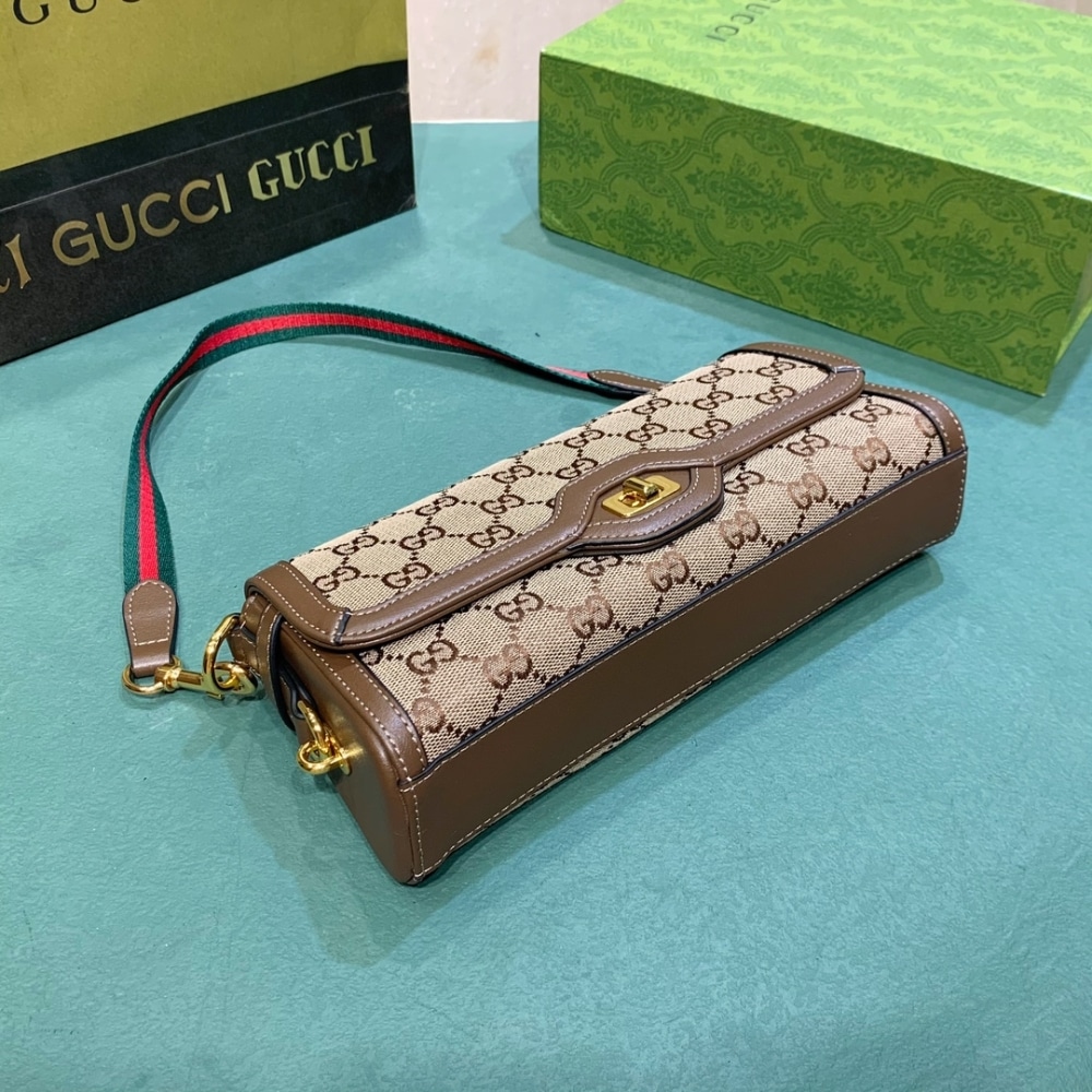 Gucci Luce Small GG Mongogram Canvas Shoulder Bag Beige And Dark Brown 27Cm 786027 FADAC 9762 - Image 6