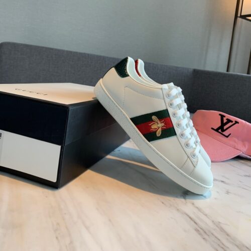 Alternative view of Gucci Ace Embroidered Leather Sneaker Bee White 429446 02JP0 9064