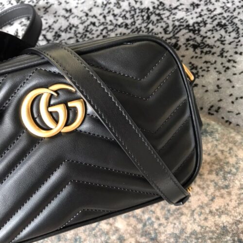 Alternative view of Gucci GG Marmont Small Matelasse Leather Shoulder Bag Black 24cm 447632 DTD1T 1000