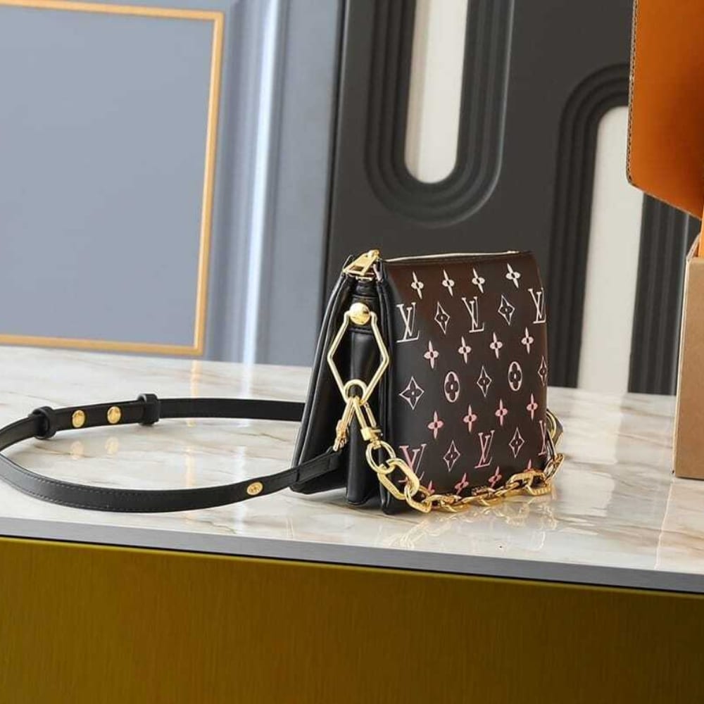 Louis Vuitton Coussin BB Leather Shoulder Bag Black Pink 21cm M12159 - Image 3