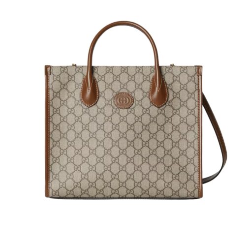 Gucci Small GG Supreme Canvas Tote Bag Beige And Brown 31Cm ‎‎659983 92TCG 8563