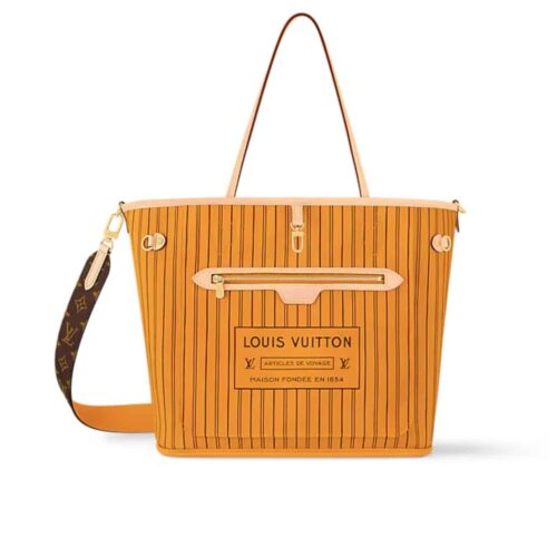Louis Vuitton Neverfull Bandoulière Inside Out MM Monogram Tote Bag Jaune Safran 32Cm M11947