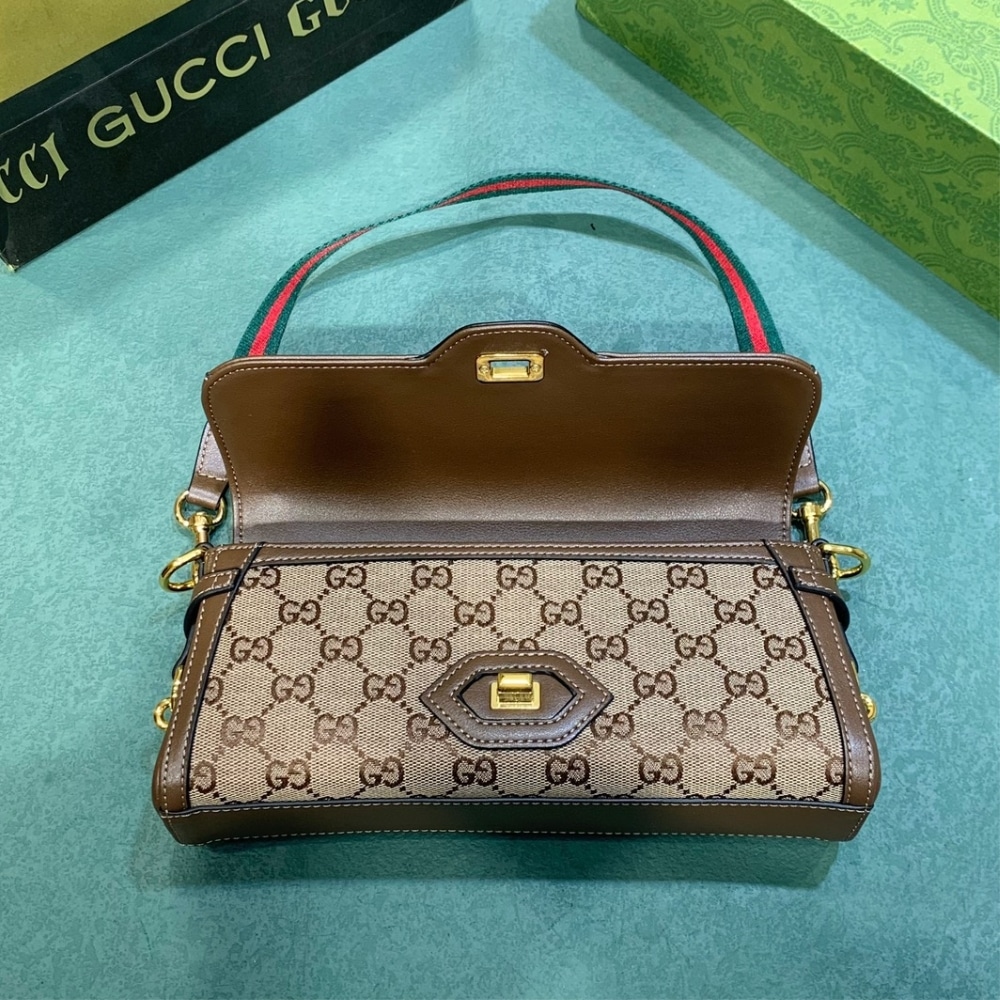 Gucci Luce Small GG Mongogram Canvas Shoulder Bag Beige And Dark Brown 27Cm 786027 FADAC 9762 - Image 4