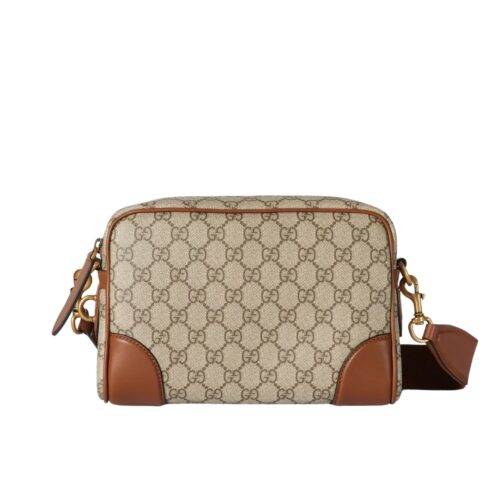 Gucci GG Emblem Small GG Supreme Canvas Crossbody Bag Beige And Brown 23Cm ‎821155 FAED3 9786