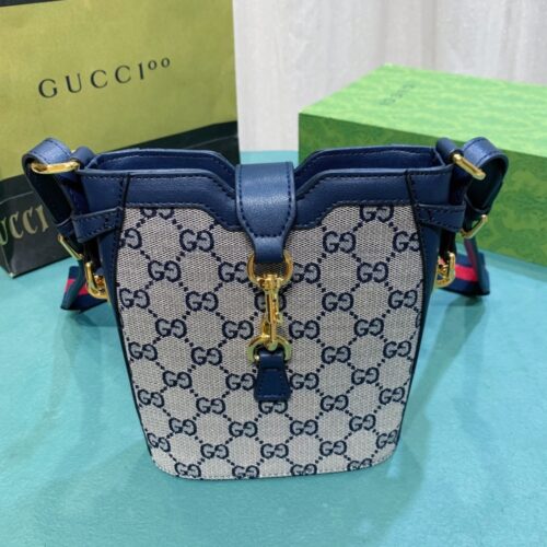 Alternative view of Gucci Small GG Supreme Canvas Bucket Bag Beige Blue ‎19Cm