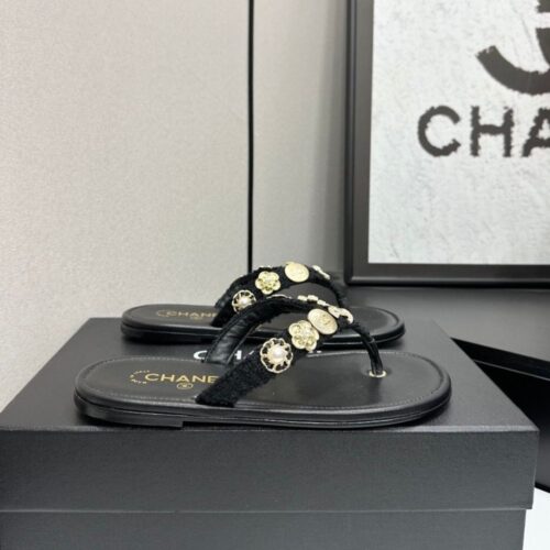 Alternative view of Chanel Thong Jewel Embellished Black