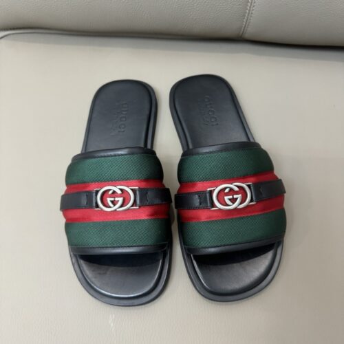 Alternative view of Gucci Men Canvas Slide Sandal Green And Red ‎835091 Haahh 8449