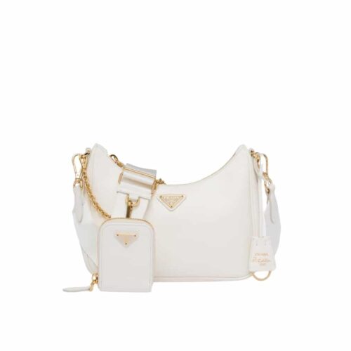 Prada Re Edition 2005 Saffiano Leather Shoulder Bag White 22cm 1BH204 NZV F02EN V V2M