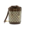 Gucci Horsebit 1955 Small GG Monogram Canvas Bucket Bag Brown 18Cm