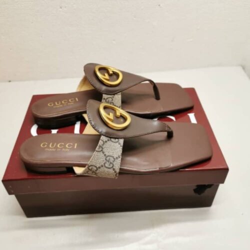 Alternative view of Gucci Women's Blondie GG Canvas Thong Sandals Brown 752659 9I650 9769