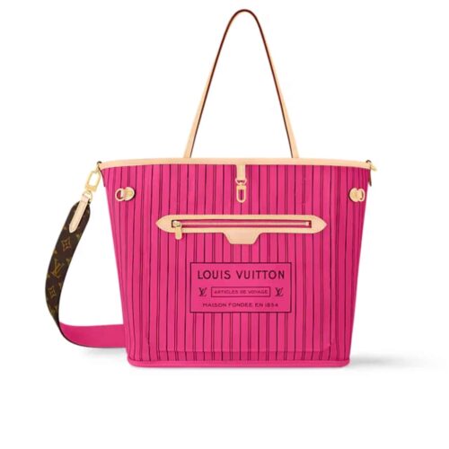 Louis Vuitton Neverfull Bandoulière Inside Out MM Monogram Tote Bag Rose Pondichery 32Cm M12257