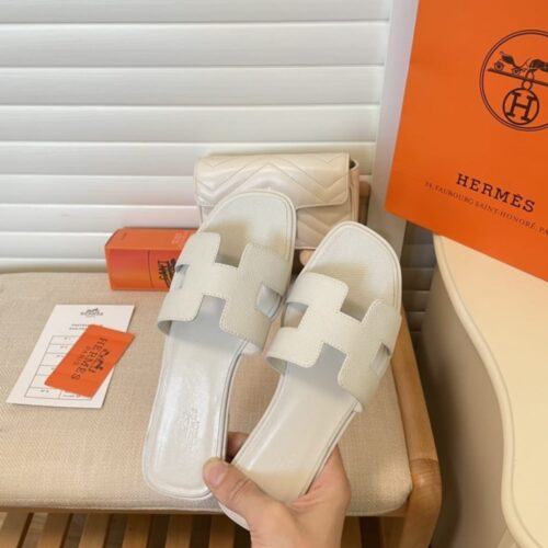 Alternative view of Hermes Oran Sandals Smooth Leather White