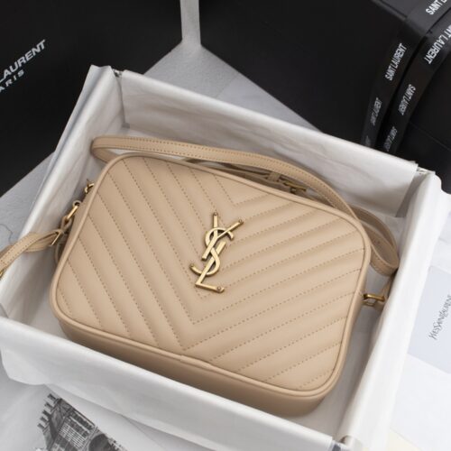Alternative view of Saint Laurent Lou Camera Quilted Leather Crossbody Bag Beige 23cm 612544DV7072721