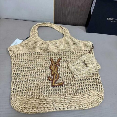 Alternative view of Saint Laurent Icare Maxi Raffia Gold Hardware Shopping Bag Natural 43Cm 772191GAAEK2063
