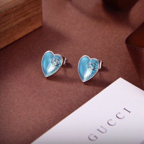 Alternative view of Gucci Sterling Silver Heart Earrings Light Blue 645547 J8410 8183