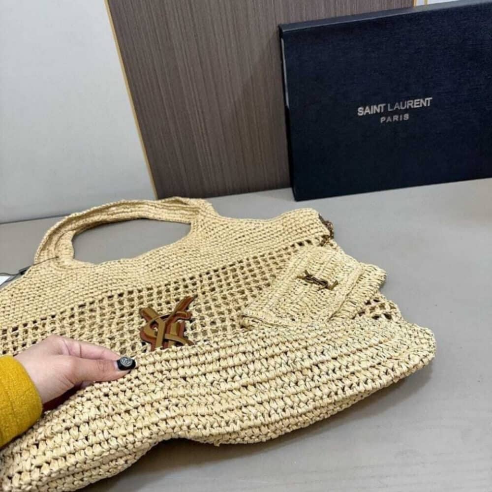 Saint Laurent Icare Maxi Raffia Gold Hardware Shopping Bag Natural 43Cm 772191GAAEK2063 - Image 5