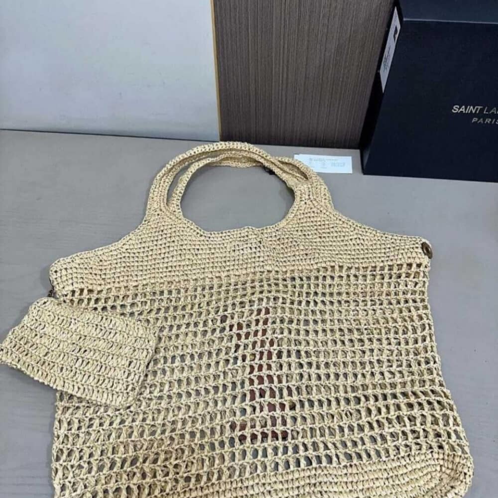 Saint Laurent Icare Maxi Raffia Gold Hardware Shopping Bag Natural 43Cm 772191GAAEK2063 - Image 6