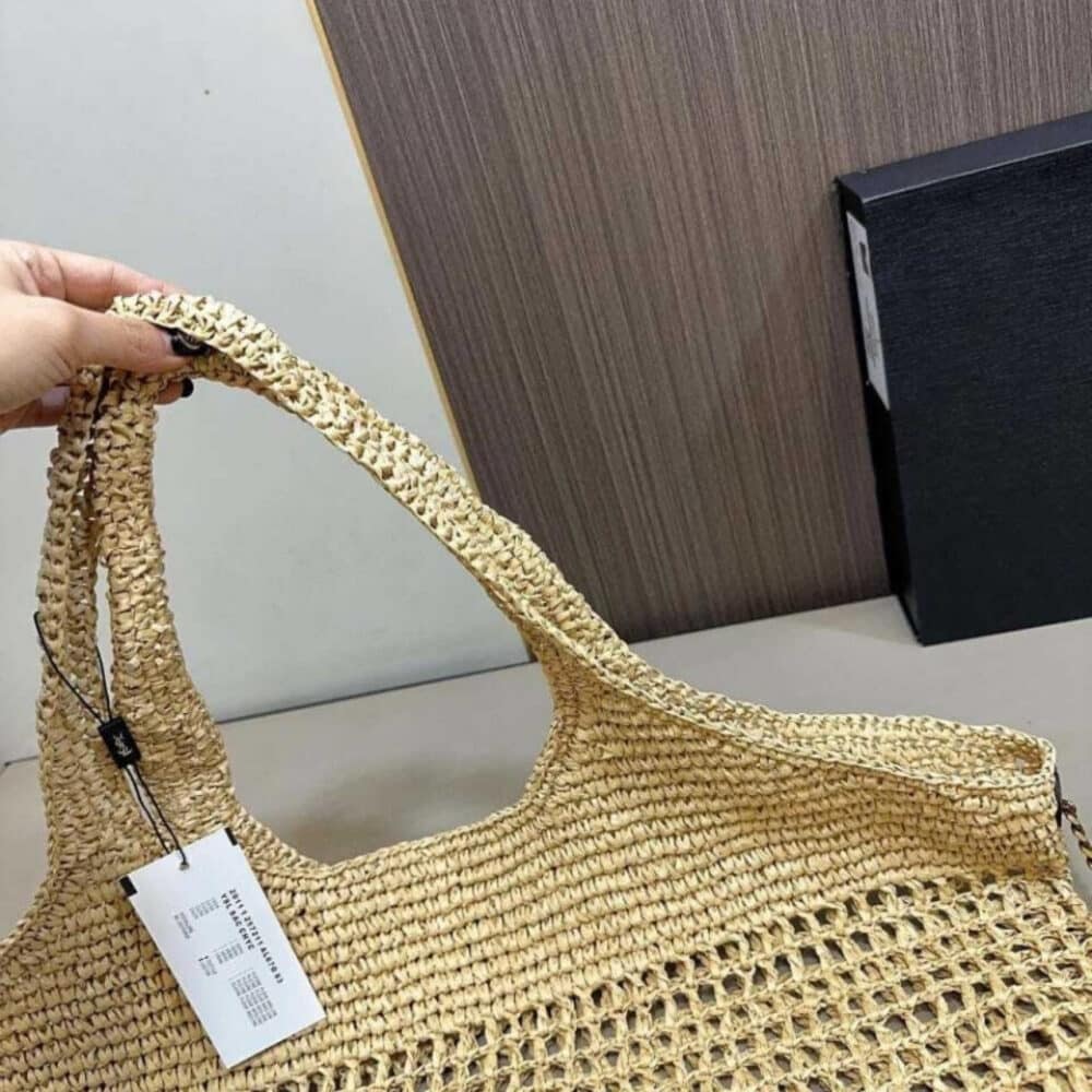 Saint Laurent Icare Maxi Raffia Gold Hardware Shopping Bag Natural 43Cm 772191GAAEK2063 - Image 7