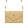 Saint Laurent Classic Cassandre Grain De Poudre Chain Wallet Beige 22cm 377828BOW012721