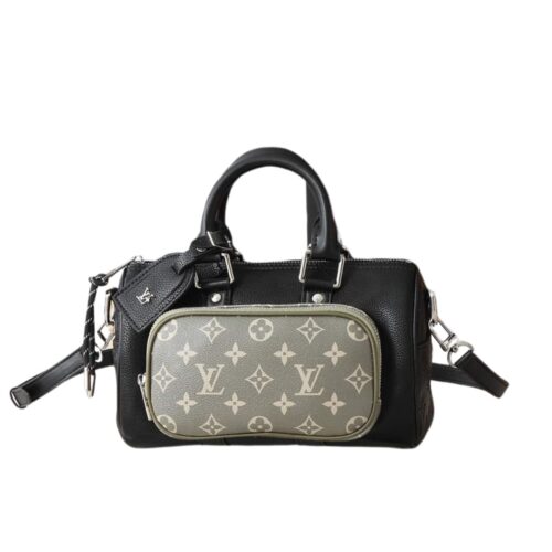 Louis Vuitton Keepall Bandoulière 25 Monogram Canvas Handle Bag Black And Green 25Cm