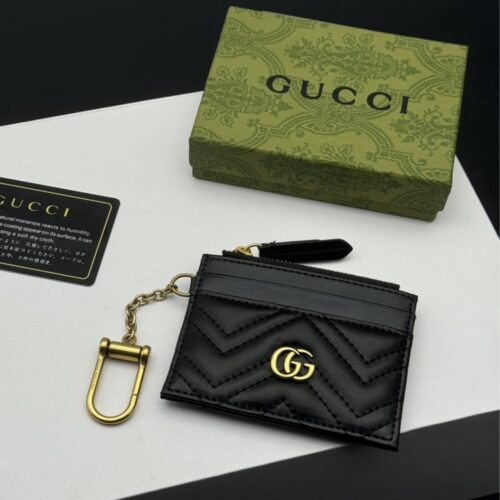 Alternative view of Gucci GG Marmont Matelassé Leather Keychain Wallet Black 10cm