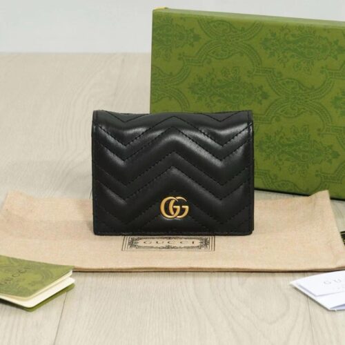 Alternative view of Gucci GG Marmont Leather Card Case Wallet Black 11cm 466492 Dtd1t 1000