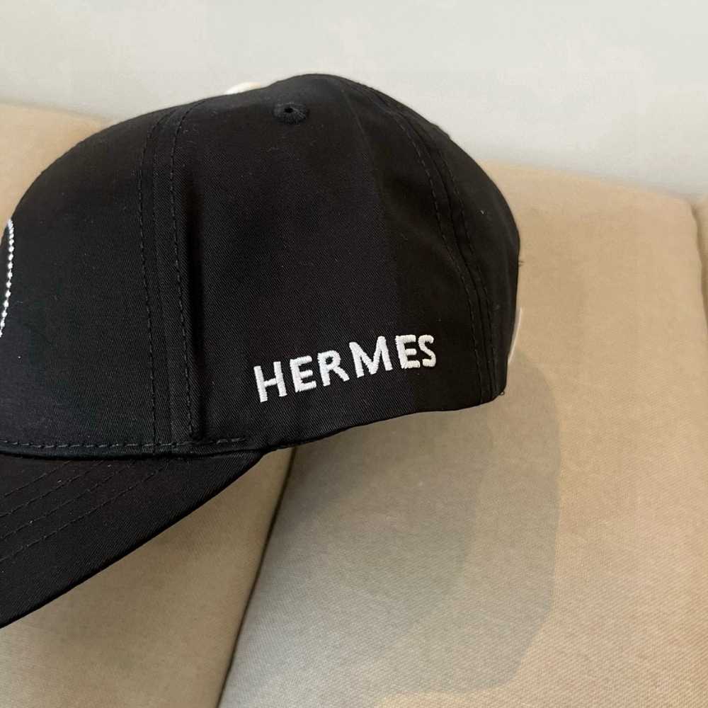 Hermes Circle H Embroidery Canvas Baseball Cap Black - Image 3