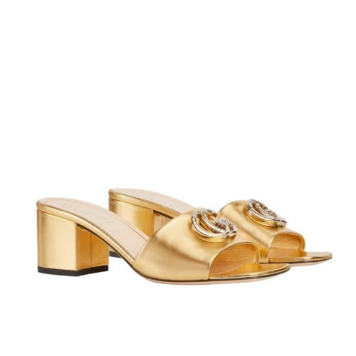 Gucci Nojum Women's Slide Leather Sandal Gold 817257B8B008024