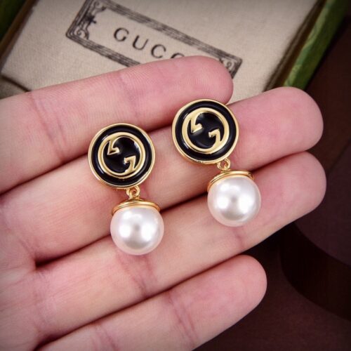 Alternative view of Gucci Blondie Pearl Earrings Gold Tone 774612 I9757 8499