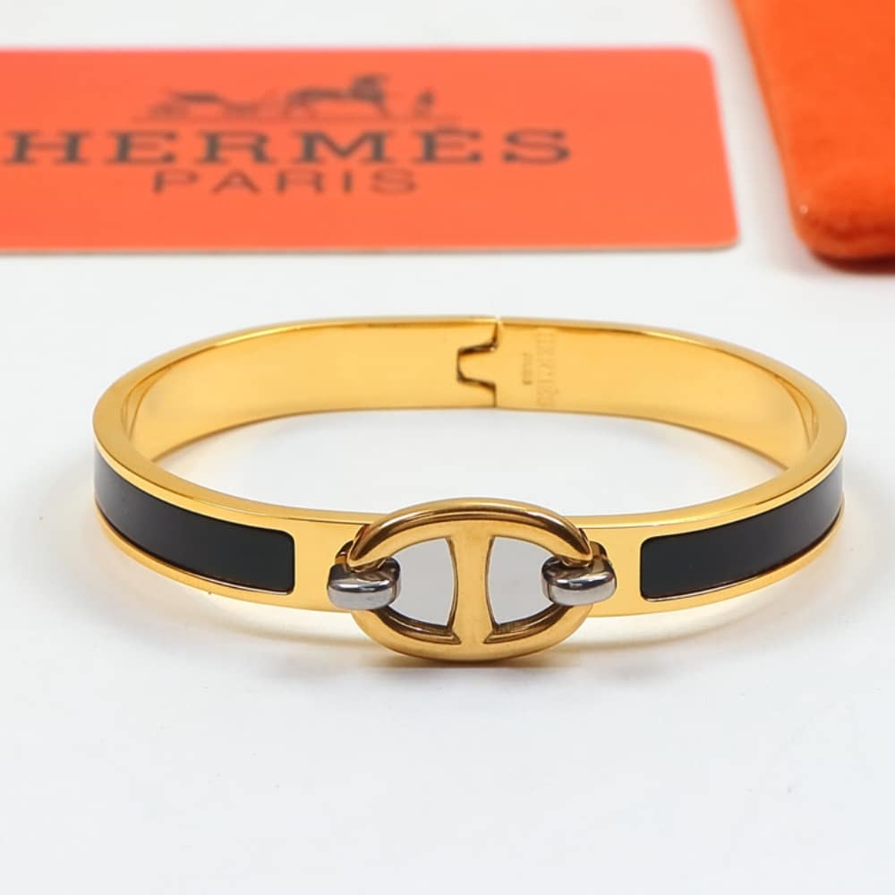 Hermes Mini Clic Chaine D Ancre Bracelet Gold With Black H209000FV01PM - Image 2