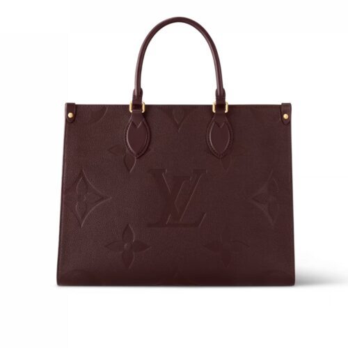 Louis Vuitton Onthego PM Monogram Empreinte Tote Bag Wine Red 25Cm M46601