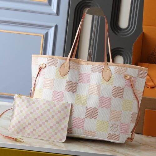 Alternative view of Louis Vuitton Neverfull MM Damier Canvas Tote Bag Peach 31Cm N40668
