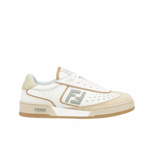 Fendi Match Leather and Suede Low-Top Sneakers White Brown 8e8670asb2f1rux