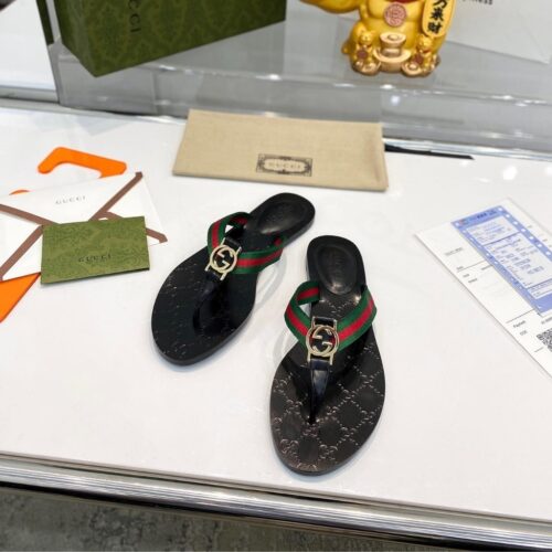 Alternative view of Gucci GG Thong Web Canvas Sandal Black 270374 H9020 8476