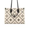 Louis Vuitton Onthego MM Monogram Graphic Tote Bag Cream Black 35Cm M46016