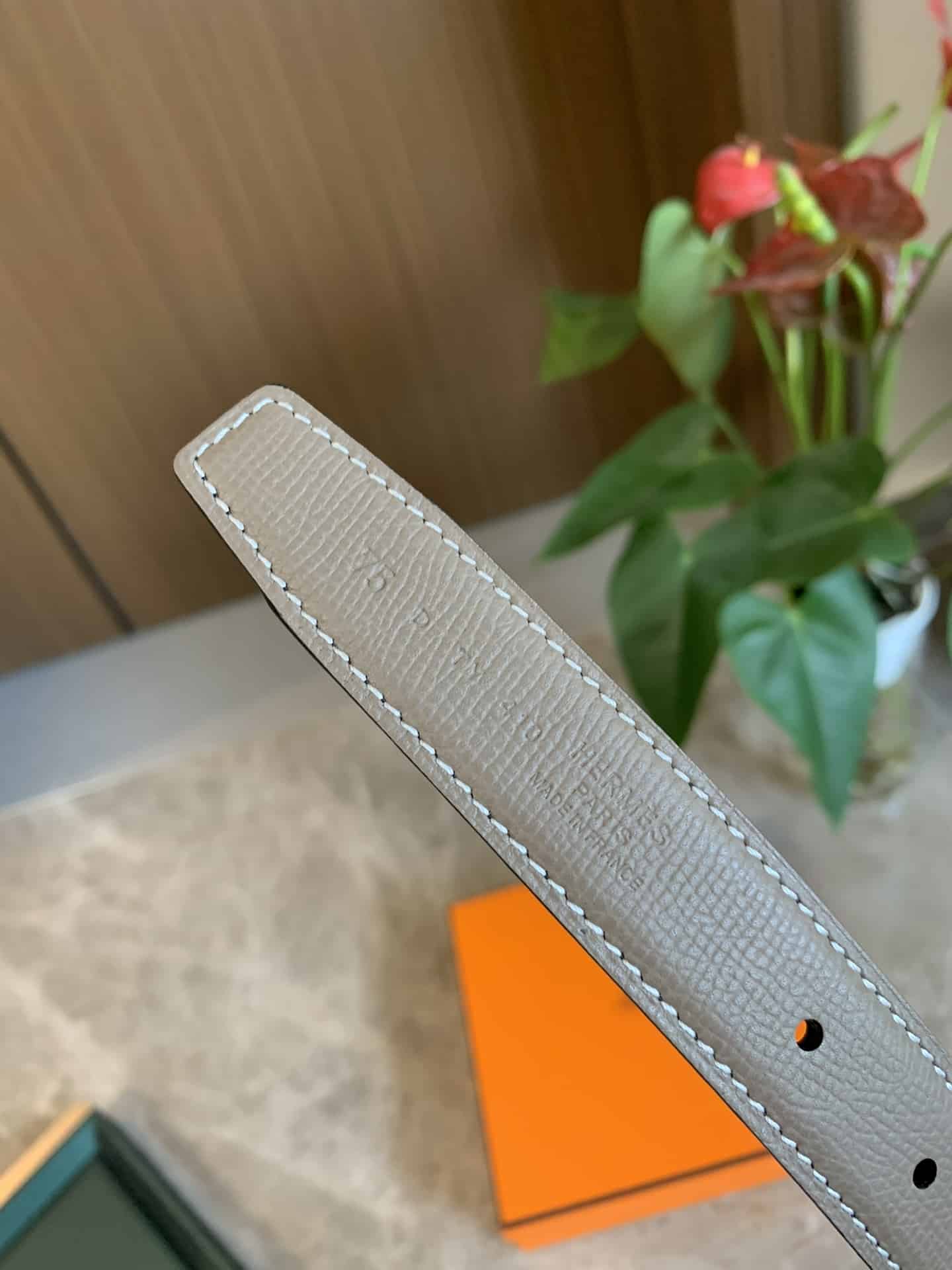 Hermes Mini H Belt Buckle And Reversible Leather Strap Silver Grey 24mm H079645CK05 - Image 6