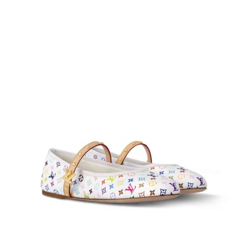 Louis Vuitton X Takashi Murakami Romy Flat Monogram Canvas Ballerina White Multicolored 1agvfm