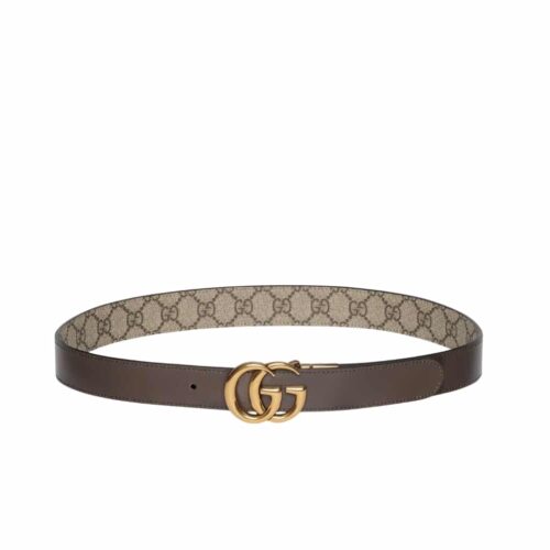 Gucci GG Marmont Reversible Leather Belt Brown 30Mm 659417 92TIC 8358