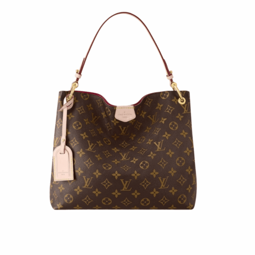 Louis Vuitton Graceful PM Monogram Canvas Hobo Bag Brown Red 35Cm
