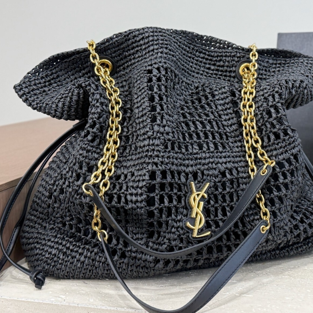 Saint Laurent Jamie Shopping In Raffia Black 35Cm - Image 2