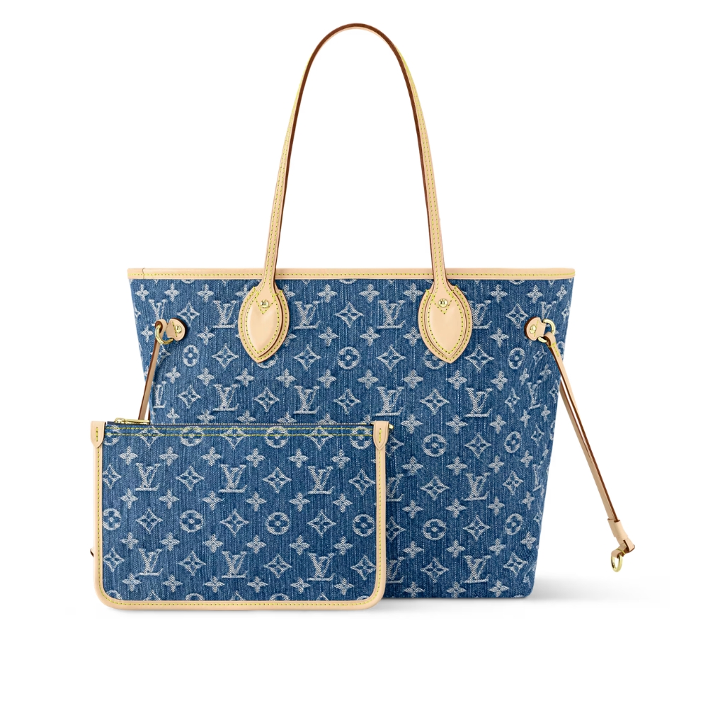 Louis Vuitton Neverfull MM Tote Bag Denim Blue 31Cm M13192