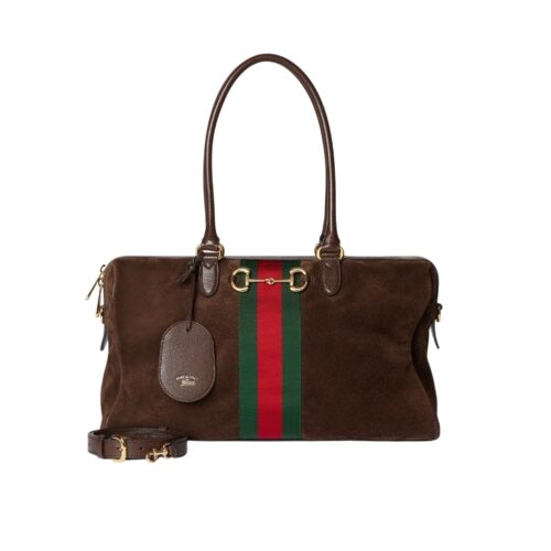 Gucci Borsetto Large Suede Boston Bag Dark Brown 38Cm 866734 AAGIR 2146
