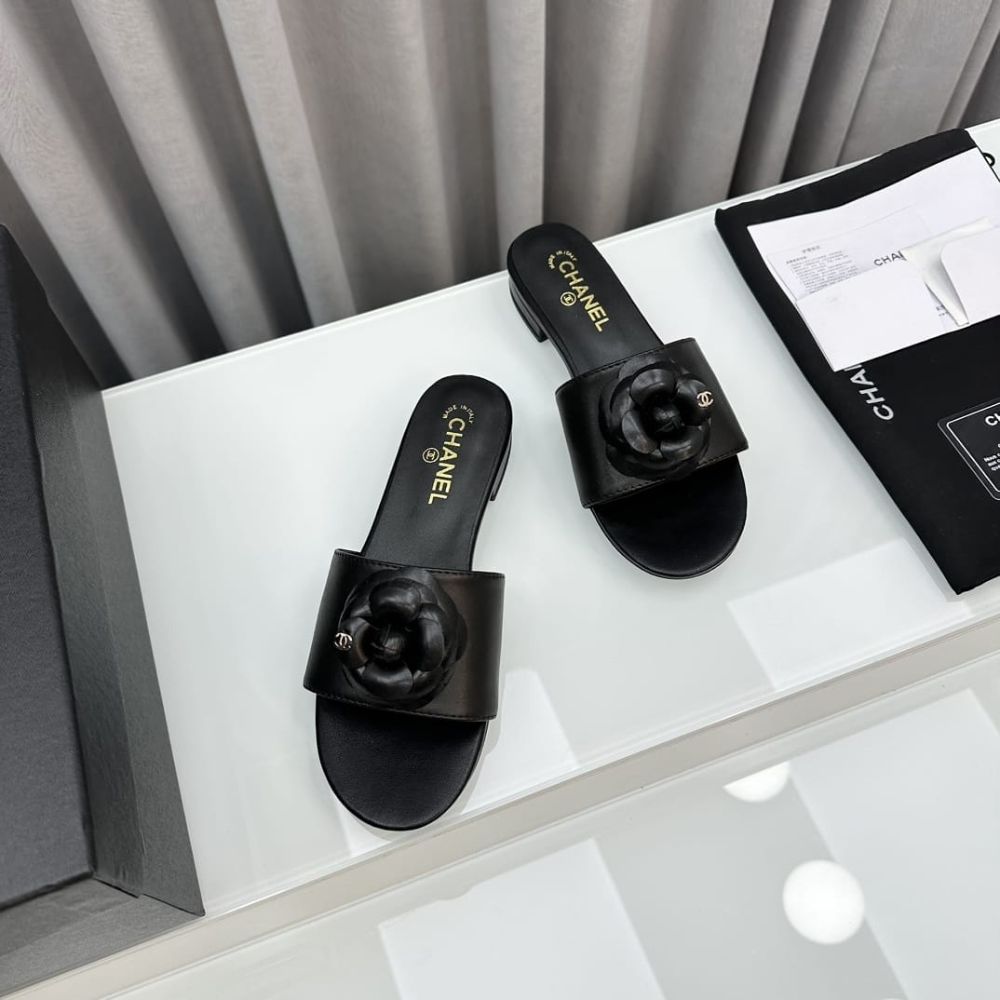 Chanel Camellia Mules Smooth Leather Black G45499 X01000 94305 - Image 4