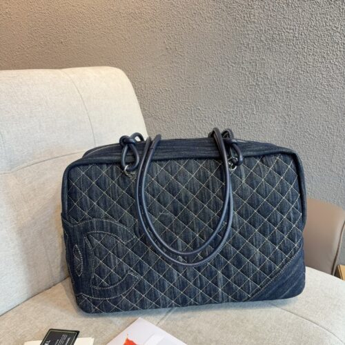 Alternative view of Chanel Cambon Line Large Denim Tote Bag Blue 40cm