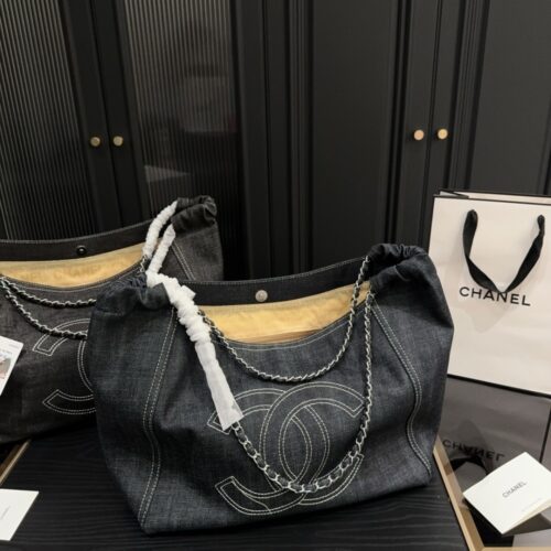 Alternative view of Chanel Timeless CC Large Denim Tote Bag Dark Blue 36cm