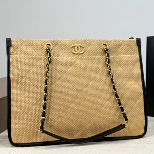 Alternative view of Chanel Shopping Bag Large Natural Straw Tote Bag Beige 39cm