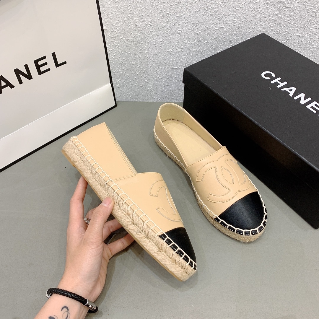 Chanel Espadrille Flat Smooth Leather Beige G29762 X01000 C0204 - Image 3