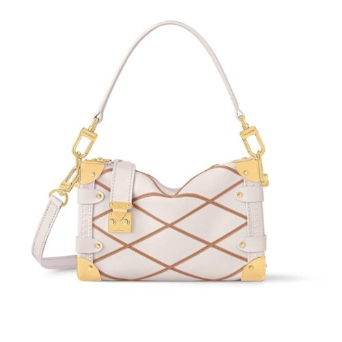 Louis Vuitton Side Trunk PM Malletage Leather Shoulder Bag Crème Beige 19Cm M25216