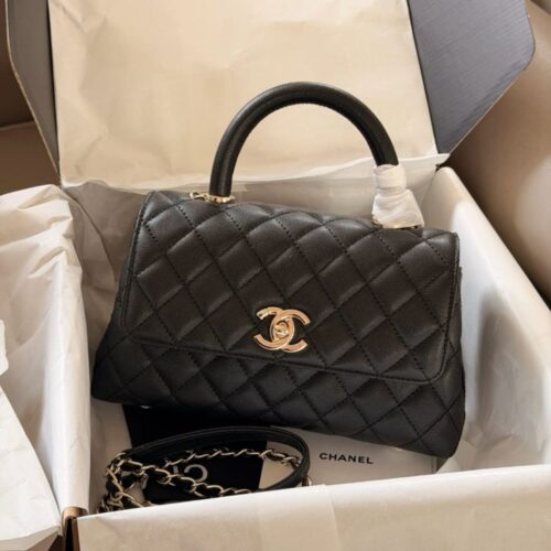 Alternative view of Chanel Trendy CC Small Grained Leather Top Handle Bag Black 23cm